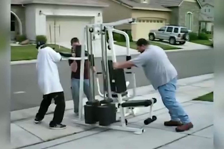 Moving a home gym out to the truck